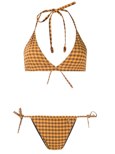 Fendi Gingham Check Bikini In Orange