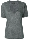 Isabel Marant V-neck Burnout Jersey T-shirt In Grey