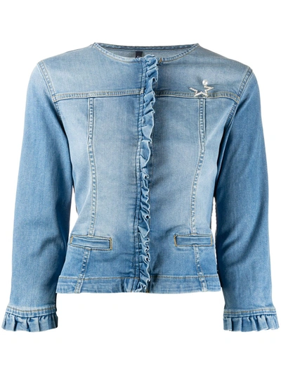 Liu •jo Cropped Denim Jacket In Blue