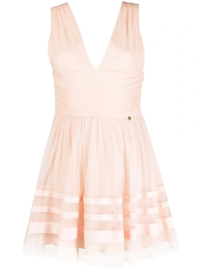 Liu •jo Sleeveless Flared Mini Dress In Pink