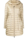 Moncler Barbel Fit & Flare Hooded Down Parka In Neutrals