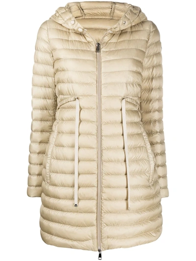 Moncler Barbel Fit & Flare Hooded Down Parka In Champagne