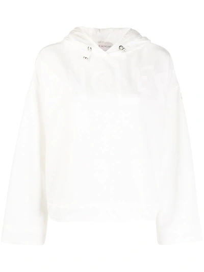 Moncler Contrast-panel Hooded Sweatshirt In White