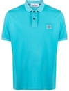 Stone Island Compass Logo-patch Polo Shirt In Turquoise