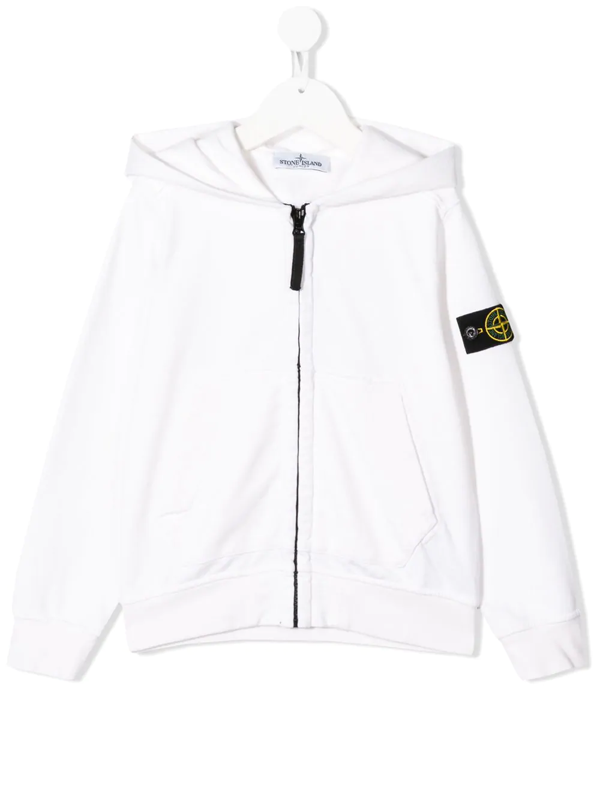 white stone island zip hoodie