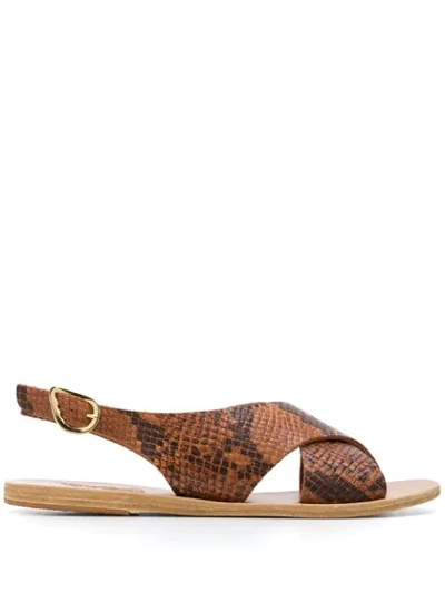 Ancient Greek Sandals Maria Snakeskin Effect Sandals In Neutrals