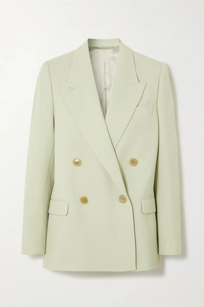 Acne Studios Janny Twill Double-breasted Blazer In Pastel Green