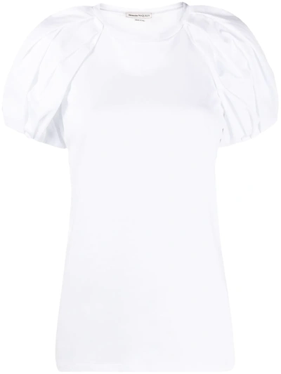 Alexander Mcqueen Puff-sleeve Slim-fit T-shirt In White