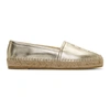 Saint Laurent Logo-embossed Metallic Leather Espadrilles In Metallic,gold,beige