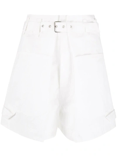 Isabel Marant Ike Cargo Shorts Woth High Waist And Belt In White