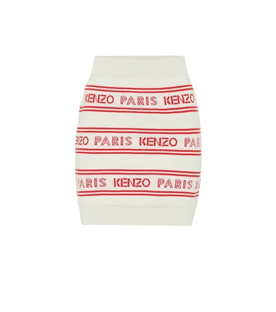 Kenzo Logo Cotton-blend Miniskirt In Beige,red