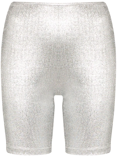 Paco Rabanne Stretch Lurex Jersey Cycling Shorts In White