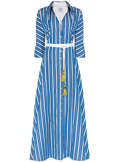 Evi Grintela Ben Youssef Striped Maxi Shirt Dress In Blue