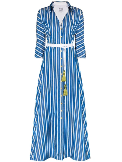 Evi Grintela Ben Youssef Striped Maxi Shirt Dress In Blue | ModeSens
