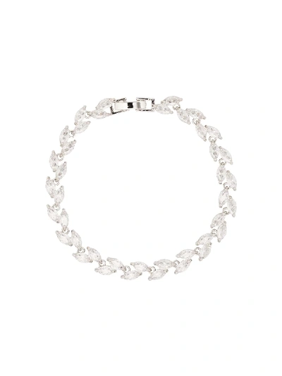 Apples & Figs Marquise Cut Leaf Bracelet In Silver