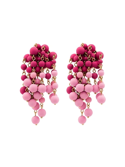 Jacquemus Les Mimosas Asymmetric Beaded Earrings In Pink