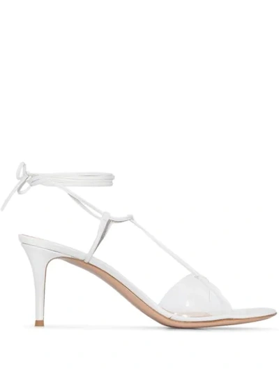 Gianvito Rossi White 70 Ankle Tie Leather Sandals