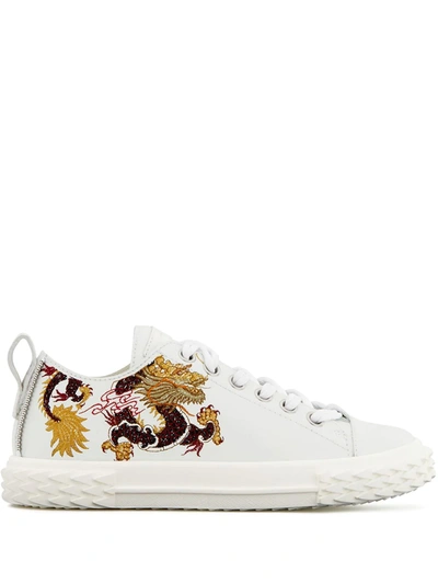 Giuseppe Zanotti Blabber Dragon Embroidery Sneakers In White