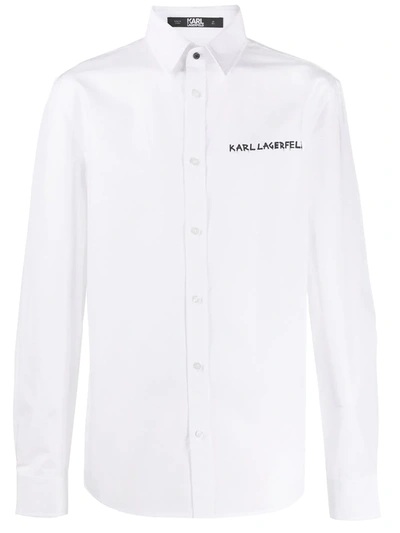 Karl Lagerfeld Logo Graffiti Poplin Shirt In White