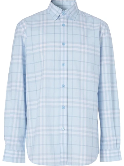 Burberry Caxton Check Button-up Shirt In Blue