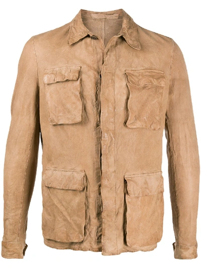 Salvatore Santoro Leather Short Jacket In Neutrals