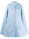 Courrèges Cut-out Sleeve Flared Coat In Blue
