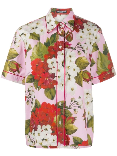 Dolce & Gabbana Floral-print Shirt In Pink