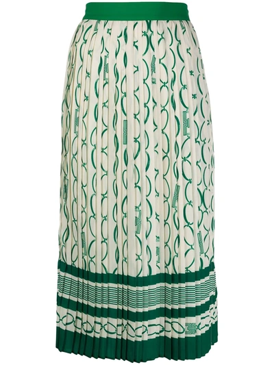 Elisabetta Franchi Chainlink Print Box Pleat Skirt In Neutrals