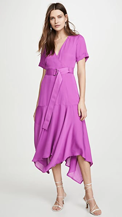 A.l.c Claire Handkerchief Hem Silk Wrap Dress In Betony