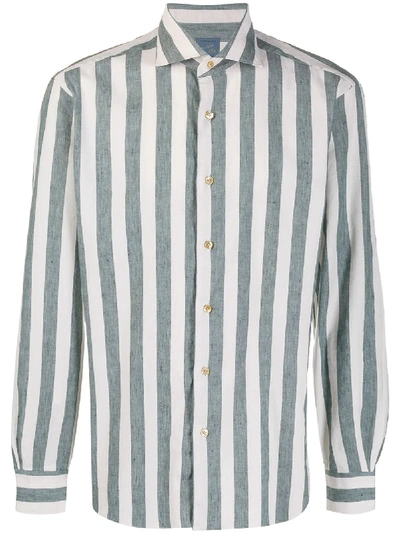 Barba Candy-striped Long Sleeve Shirt In Green