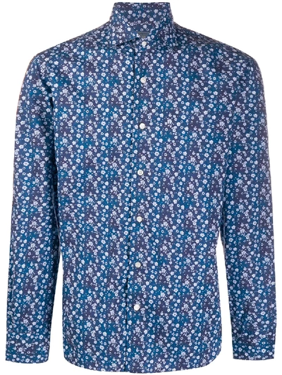 Barba Ditsy-floral Print Shirt In Blue