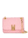 Moschino Logo-plaque Quilted Shoulder Bag In Pink