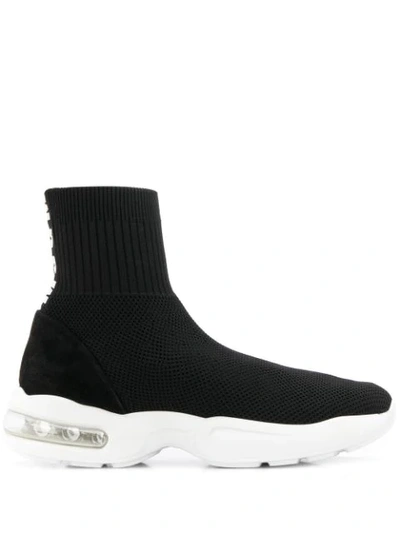 Msgm Bubble-sole Sock-knit Trainers In Black