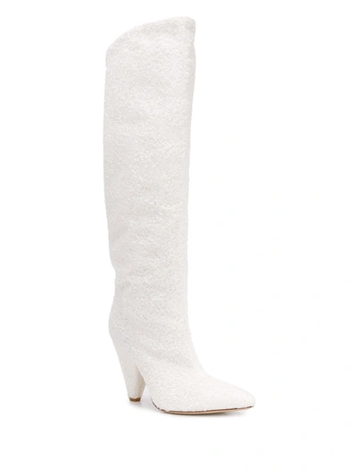 P.a.r.o.s.h Sequinned Knee-high Boots In White