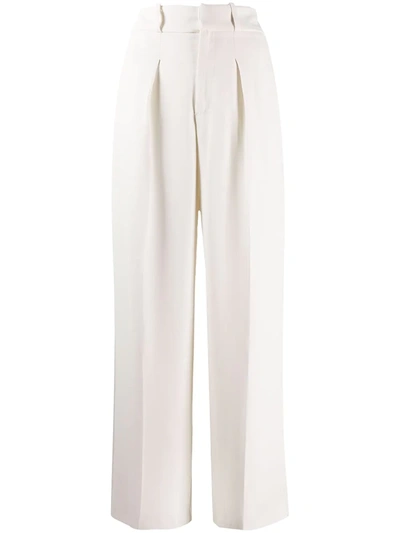 P.a.r.o.s.h High Waisted Wide Leg Trousers In White