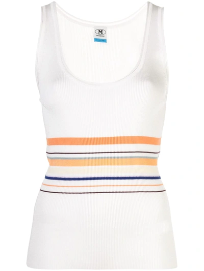 M Missoni Striped Waist Waistcoat In White