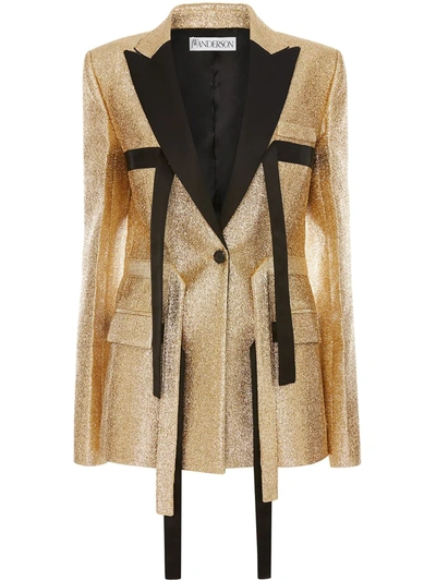 Jw Anderson Strap-detail Tailored Blazer In Gold