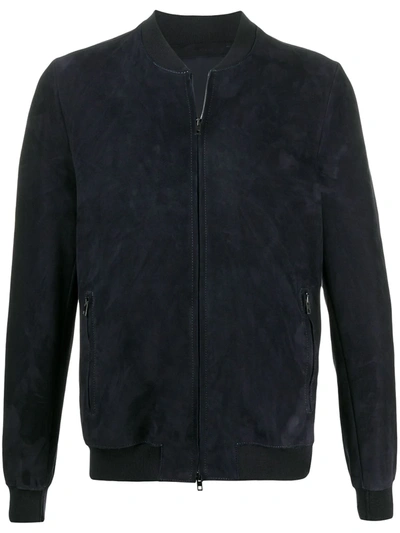 Salvatore Santoro Leather Zipped Jacket In Blue