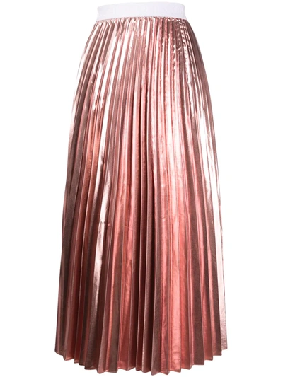 P.a.r.o.s.h Pleated Midi Skirt In Pink