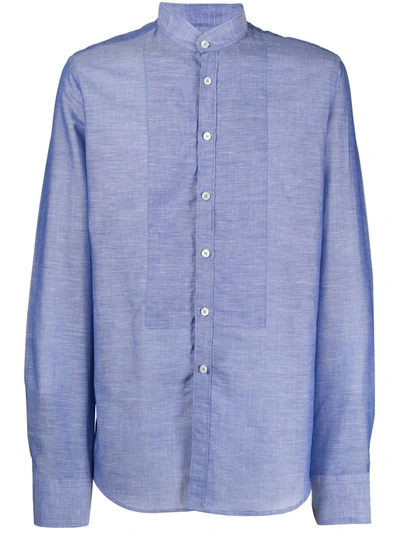 Dell'oglio Mandarin Collar Buttoned Shirt In Blue