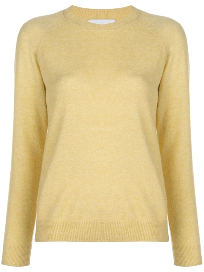 Alexandra Golovanoff Fine Knit Crew Neck Jumper In Yellow