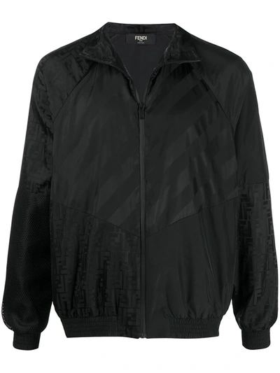 Fendi Monogram Stripe Lightweight Jacket In Black