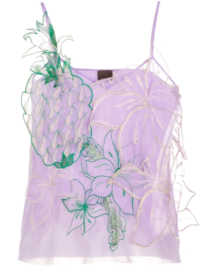 Pinko Embroidered Pineapple Detail Top In Purple