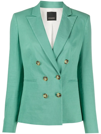 Pinko Fitted Double Breasted Blazer In Green