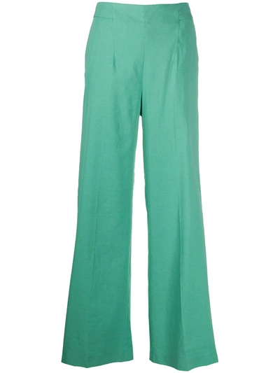 Pinko High-waisted Flared Trousers In Green