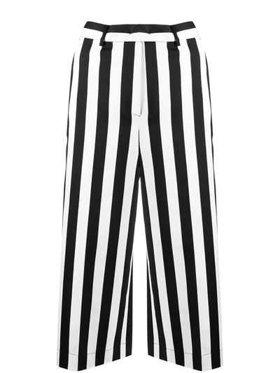 Pinko Striped Cropped Trousers In Black