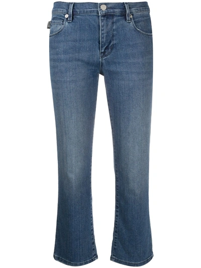 Love Moschino Cropped Flare Trousers In Blue
