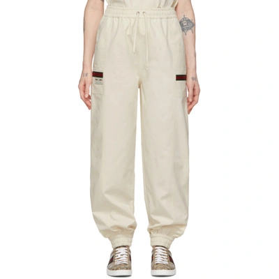 Gucci Off-white Canvas Panama Lounge Pants In 9381 Ivory