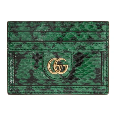 Gucci Green And Black Gg Ophidia Viper Card Holder In 3120 Emeral