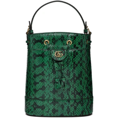 Gucci Green Snake Ophidia Bucket Bag In 3120 Emeral